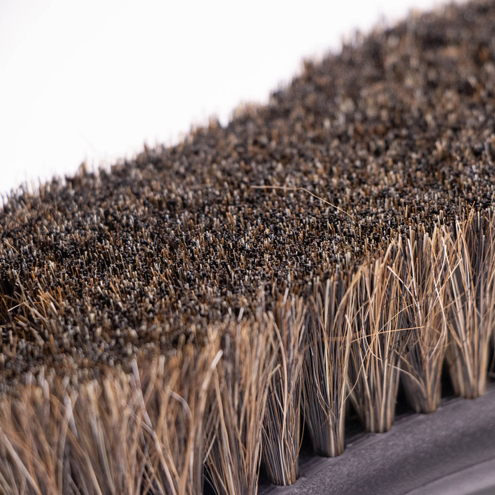 Alt text: Horse Hair Interior Upholstery/Leather Brush with ergonomic handle and long, gentle bristles for cleaning leather surfaces.