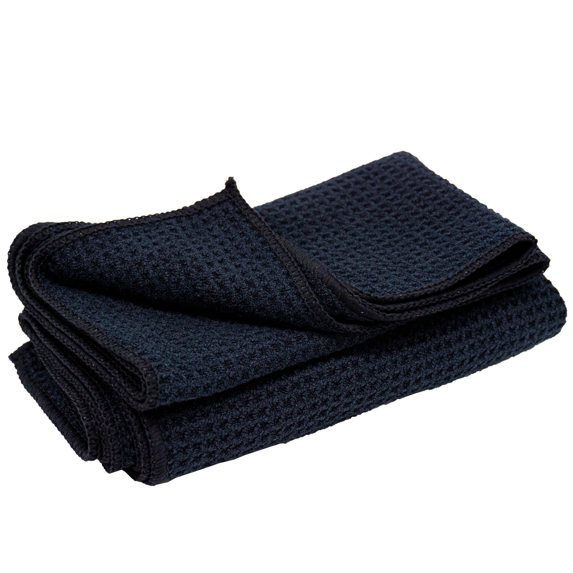 Alt text: Pack of 3 microfiber waffle towels designed for cleaning glass surfaces with advanced weave technology.